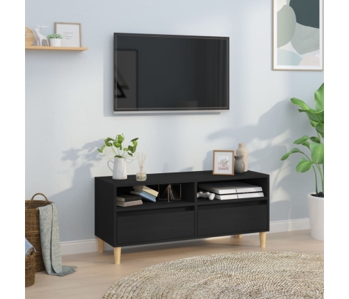 Mueble de TV madera contrachapada negro 100x34,5x44,5 cm