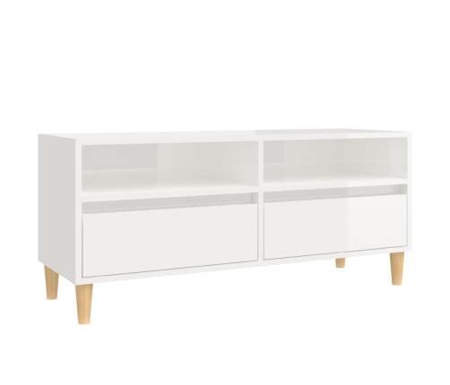 Mueble de TV madera contrachapada blanco brillo 100x34,5x44,5cm