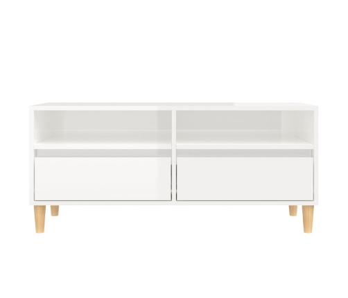 Mueble de TV madera contrachapada blanco brillo 100x34,5x44,5cm