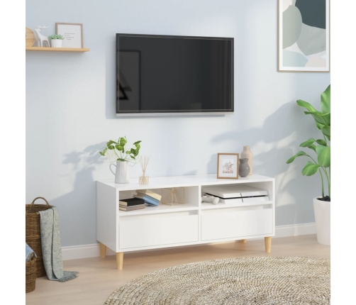 Mueble de TV madera contrachapada blanco brillo 100x34,5x44,5cm