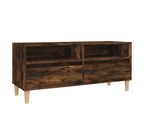 Mueble de TV madera contrachapada roble ahumado 100x34,5x44,5cm