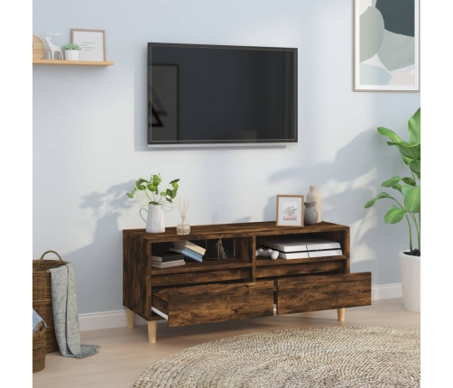 Mueble de TV madera contrachapada roble ahumado 100x34,5x44,5cm