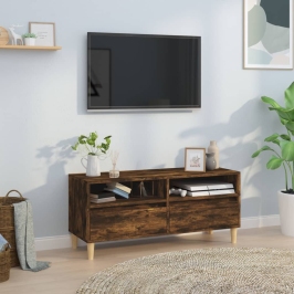 Mueble de TV madera contrachapada roble ahumado 100x34,5x44,5cm