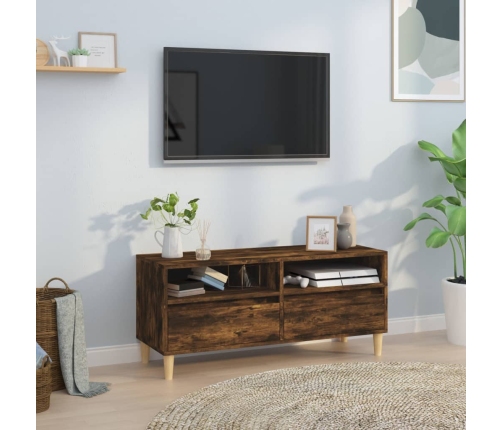 Mueble de TV madera contrachapada roble ahumado 100x34,5x44,5cm