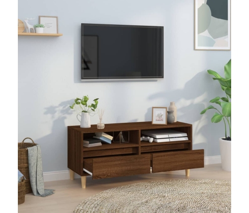 Mueble de TV madera contrachapada marrón roble 100x34,5x44,5 cm