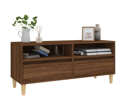 Mueble de TV madera contrachapada marrón roble 100x34,5x44,5 cm