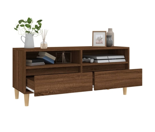 Mueble de TV madera contrachapada marrón roble 100x34,5x44,5 cm