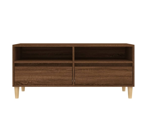 Mueble de TV madera contrachapada marrón roble 100x34,5x44,5 cm