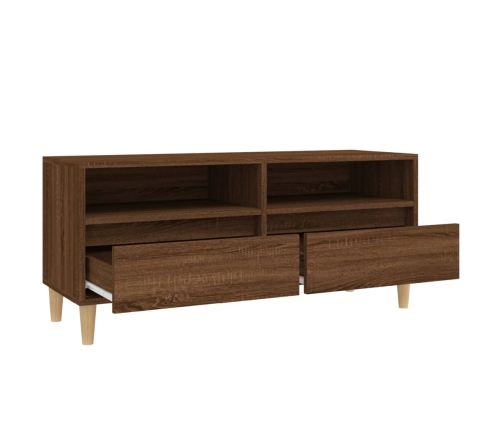 Mueble de TV madera contrachapada marrón roble 100x34,5x44,5 cm