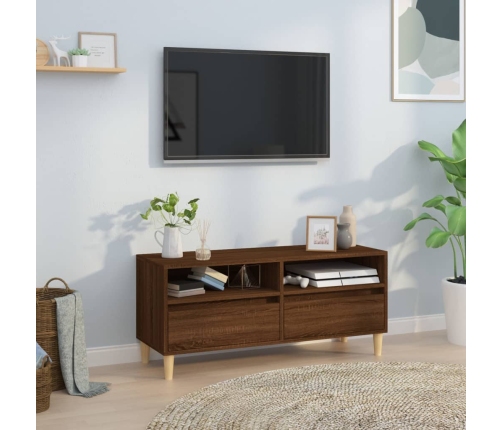 Mueble de TV madera contrachapada marrón roble 100x34,5x44,5 cm