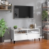 Mueble de TV madera contrachapada blanco brillo 100x34,5x44,5cm