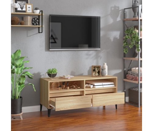 vidaXL Mueble de TV madera contrachapada roble Sonoma 100x34,5x44,5 cm