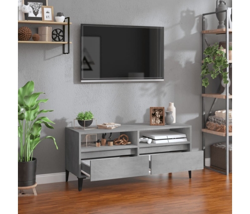 Mueble de TV madera contrachapada gris hormigón 100x34,5x44,5cm