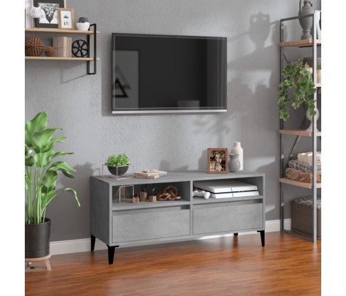 Mueble de TV madera contrachapada gris hormigón 100x34,5x44,5cm