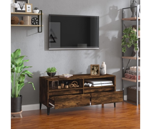 Mueble de TV madera contrachapada roble ahumado 100x34,5x44,5cm