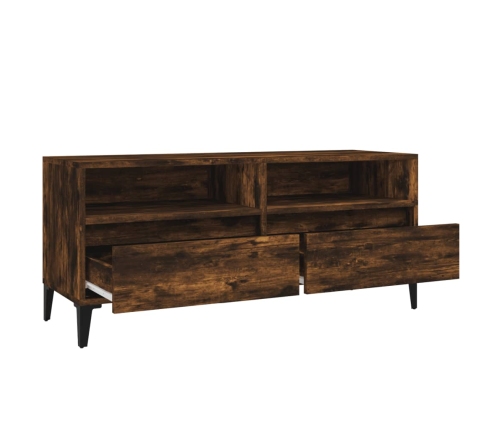 Mueble de TV madera contrachapada roble ahumado 100x34,5x44,5cm