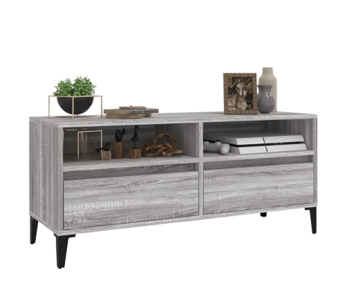 vidaXL Mueble de TV madera contrachapada gris Sonoma 100x34,5x44,5 cm