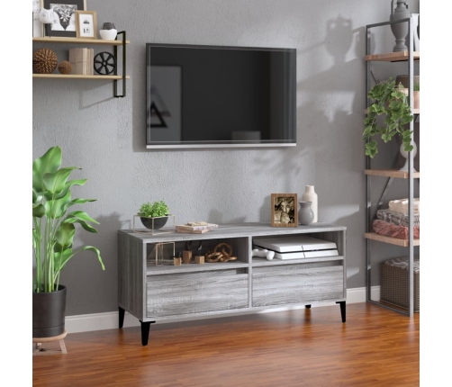 vidaXL Mueble de TV madera contrachapada gris Sonoma 100x34,5x44,5 cm