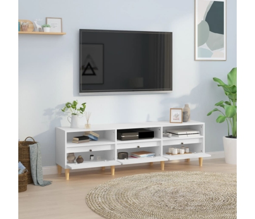 Mueble de TV madera contrachapada blanco 150x30x44,5 cm