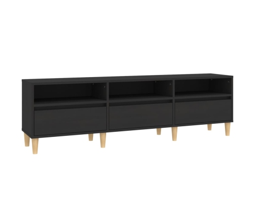 Mueble de TV madera contrachapada negro 150x30x44,5 cm