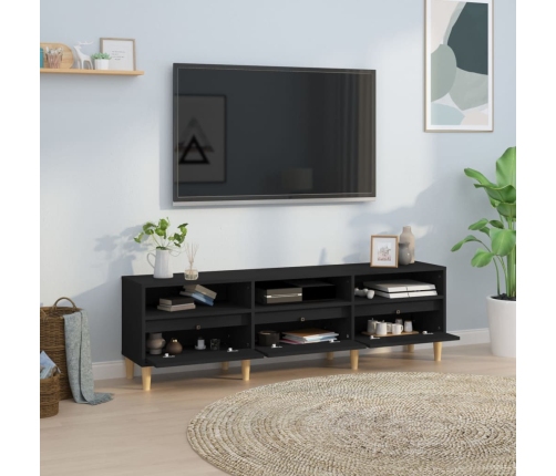 Mueble de TV madera contrachapada negro 150x30x44,5 cm