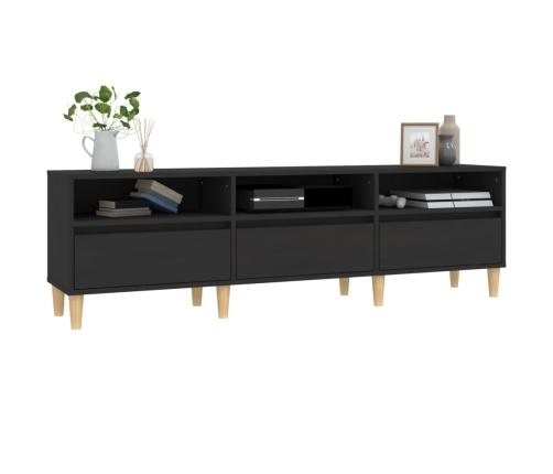 Mueble de TV madera contrachapada negro 150x30x44,5 cm