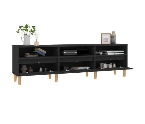 Mueble de TV madera contrachapada negro 150x30x44,5 cm