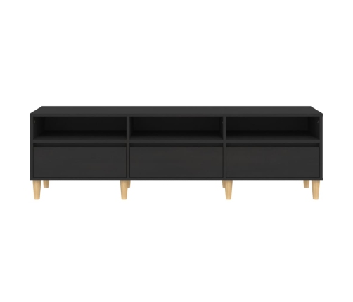 Mueble de TV madera contrachapada negro 150x30x44,5 cm