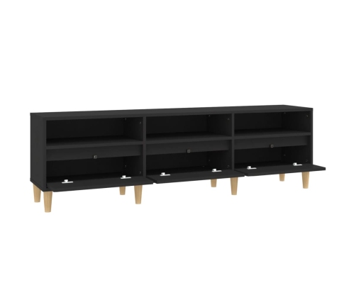 Mueble de TV madera contrachapada negro 150x30x44,5 cm