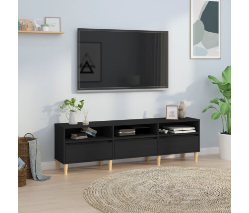 Mueble de TV madera contrachapada negro 150x30x44,5 cm