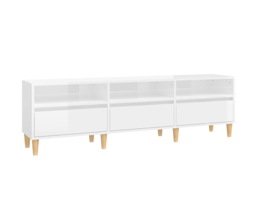 Mueble de TV madera contrachapada blanco brillo 150x30x44,5 cm