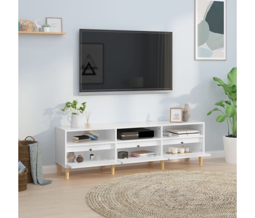 Mueble de TV madera contrachapada blanco brillo 150x30x44,5 cm