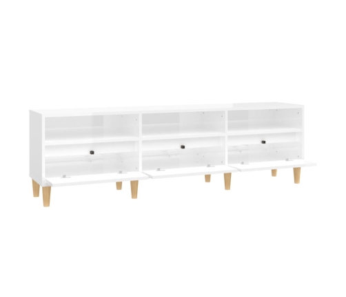 Mueble de TV madera contrachapada blanco brillo 150x30x44,5 cm