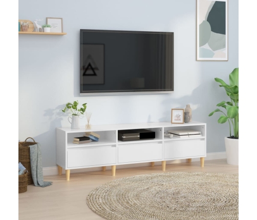 Mueble de TV madera contrachapada blanco brillo 150x30x44,5 cm