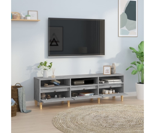 Mueble de TV madera contrachapada gris hormigón 150x30x44,5 cm