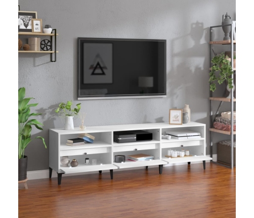 Mueble de TV madera contrachapada blanco 150x30x44,5 cm