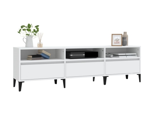 Mueble de TV madera contrachapada blanco 150x30x44,5 cm