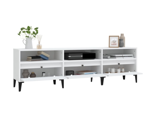 Mueble de TV madera contrachapada blanco 150x30x44,5 cm