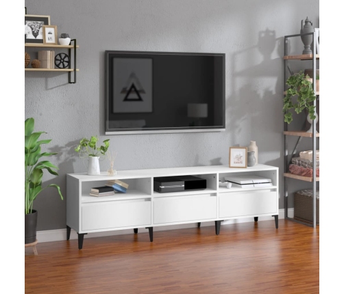 Mueble de TV madera contrachapada blanco 150x30x44,5 cm