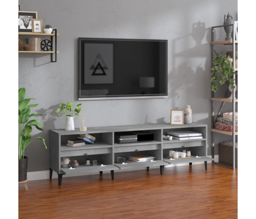 Mueble de TV madera contrachapada gris hormigón 150x30x44,5 cm