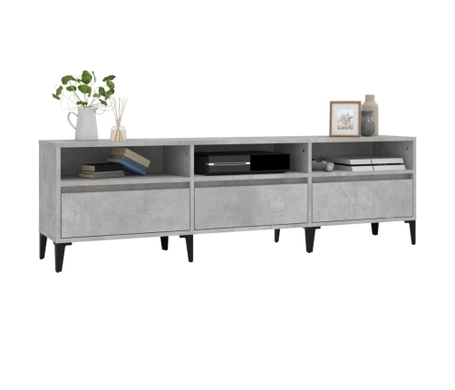 Mueble de TV madera contrachapada gris hormigón 150x30x44,5 cm