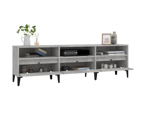 Mueble de TV madera contrachapada gris hormigón 150x30x44,5 cm