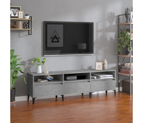 Mueble de TV madera contrachapada gris hormigón 150x30x44,5 cm