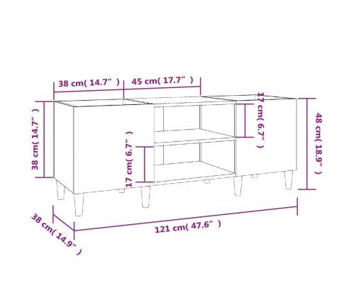 Mueble para discos madera contrachapada blanco 121x38x48 cm