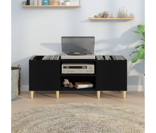 Mueble para discos madera contrachapada negro 121x38x48 cm