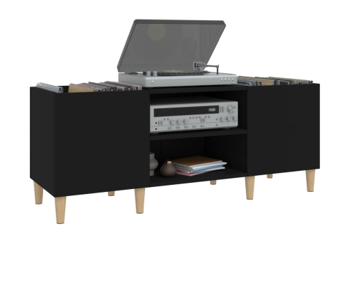 Mueble para discos madera contrachapada negro 121x38x48 cm