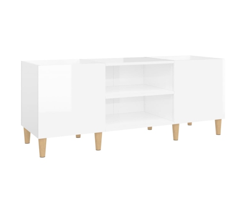 Mueble discos madera contrachapada blanco brillo 121x38x48 cm