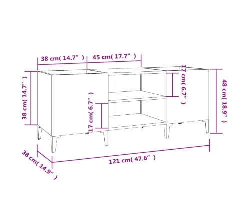 Mueble para discos madera contrachapada blanco 121x38x48 cm