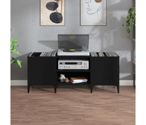 Mueble para discos madera contrachapada negro 121x38x48 cm