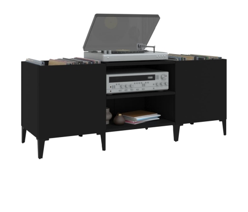 Mueble para discos madera contrachapada negro 121x38x48 cm